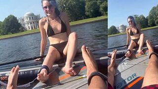 Steamy night of raw lust after bikini babe dates on paddleboards under sunset