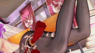Blonde bombshell Ganyu gets gangbanged in raunchy RPG romp with pink-haired Aether