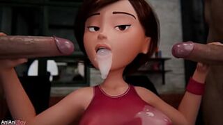 Blowjob queen Helen Parr sucks cock🍆, swallows cum, and gets filled with thick creampie
