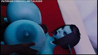 Blonde Sora gets her massive boobs played with POV-style, culminating in a wet and noisy O