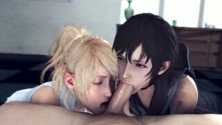 Iris and Luna simultaneous fellatio😜 to SFM's massive cock🌭