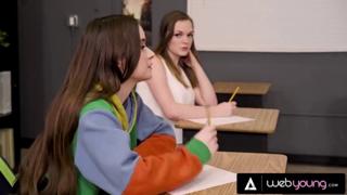 Bestie buddies Hazel and Hazel's booty get it on teacher's desk, cunt🌮️ licking galore