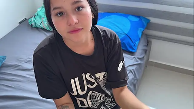 My shy stepsister asks for my big cock as a gift when she turns 18 and I please her so well that I make her squirt 