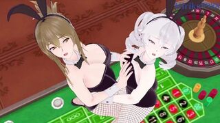 Lesbo heat ignites between Chitose and Nine at the casino - a wild ride of hardcore pussy🌮️ play