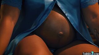Big boobed pregnant ebony MILF Avery Jane craving for a big white cock