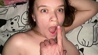 Stepdad fucked stepdaughter's mouth quickly while her mother was in the next room