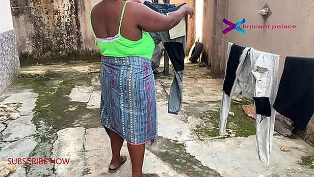 GATEMAN WATCHES HORNY CHEATING WIFE AS SHE DRY HER HUBBY CLOTHES &mdash;  SHE LATER GOT FUCKED SUBCRIBE