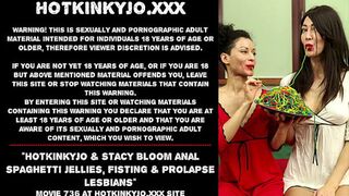 Hotkinkyjo & Stacy Bloom anal spaghetti sweets —  fisting & prolapse lesbians