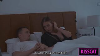 Shocking! Step Mom Seduces Step Son in Share Bed to Fuck Her Wet Pussy Naughty Lesson!