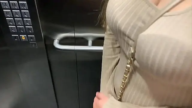 Public sex in the elevator after the party with my friend  We get caught!