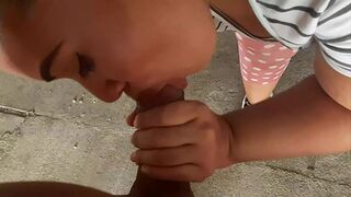 Stepmom sucks my cock in the parking lot