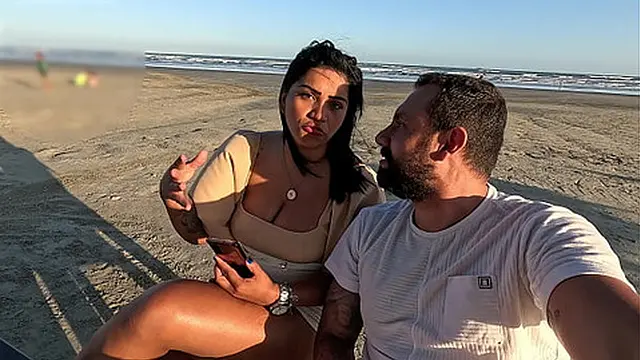 Spit and Take It in the Ass: Public Anal Fuck on the Beach