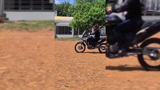I was teaching the cleaning lady how to ride a motorcycle and a thief arrived and she was scared and we went home and she paid for my lessons with her ass.