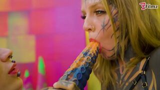 Heavy Tattooed Lesbian Toy Ride ANAL —  ATM —  and Fantasy Dildo Fun