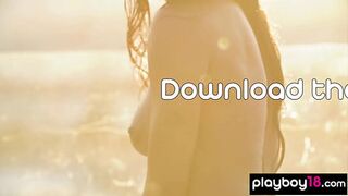 Smoking hot ebony teen Mimi Desuka stripping and unwinds on the rooftop