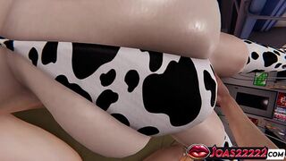 Big Tits Anime Girl in Cow Cosplay 3D Hentai in Subway - Big Ass Spanking & Whipping Until Red, Floor Pussy Fingering with Close-Up Views Squirt