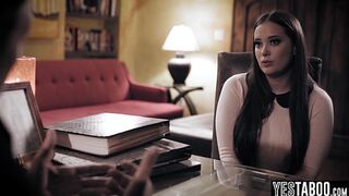 Cheating busty MILF begs for forgiveness by fucking mature priest