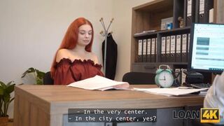 LOAN4K. Young redhead bitch came to show her big tits and fuck in the office for a loan