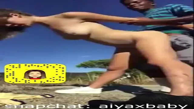 Public park BBC action with a pretty white teen