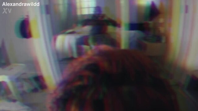 Curly-haired amateur beauty bounces on toy while getting face-pounded