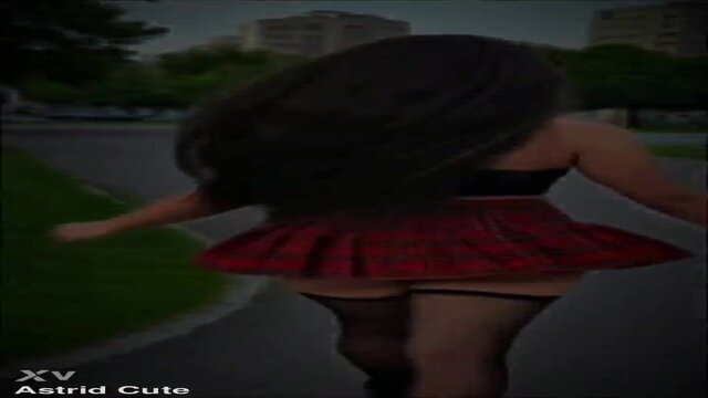 Long-haired Latina fresh with massive booty shakes her sultry skirts