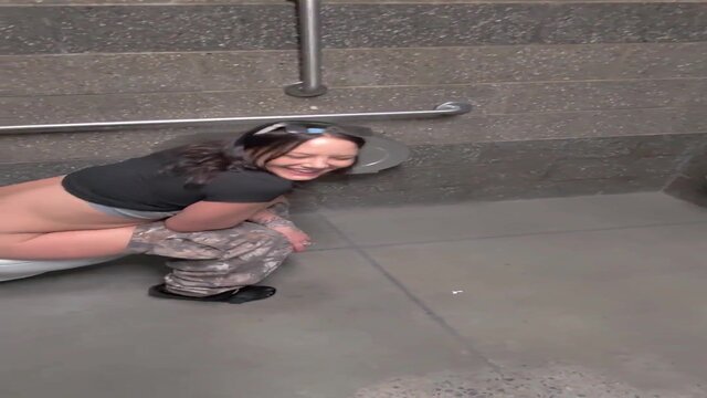 Floozy wife caught getting hammered in gas station restroom