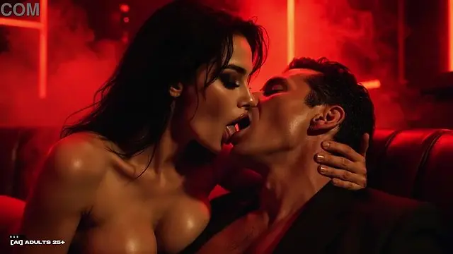 Naked AI DJ with pierced tits and nipple weights