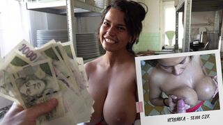 Slutty babes sizzlin' on streets, flaunting massive knockers, rubbing massive nads