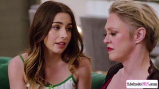 Blonde milf dominates teen stepdaughter in lesbian lust fest